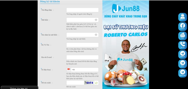 Các bước mở tài khoản hội viên tại Jun88 không quá phức tạp