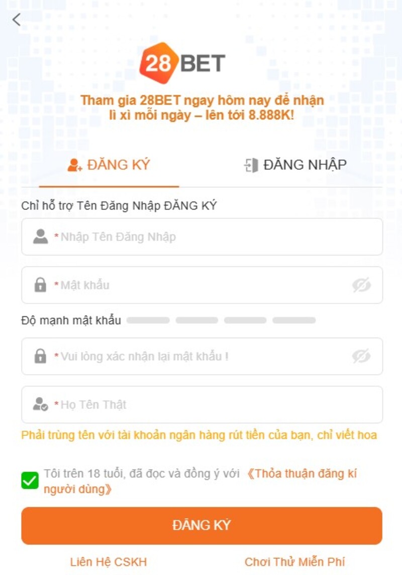 Quy trình tham gia cá cược đơn giản tại nhà cái 28BET